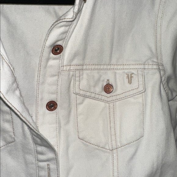 Frye Long White Denim Jacket size Small - Picture 10 of 10